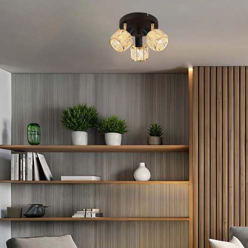 Stropní svítidlo Dubai černé glamour kulaté 3x E27 do obývacího pokoje a ložnice 36 cm