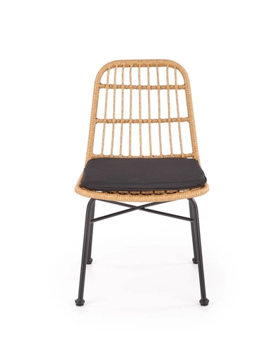 Ratanová židle Surbo Intesi do jídelny a obýváku moderní s polštářem na černých nohách