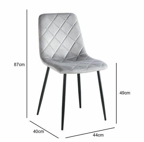 Čalouněná jídelní židle z šedého sametu Solito Intesi, moderní s černými nohami