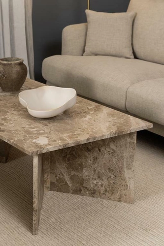 Mramorový konferenční stolek Vega obdélníkový béžový moderní do obýváku Actona 140x70 cm