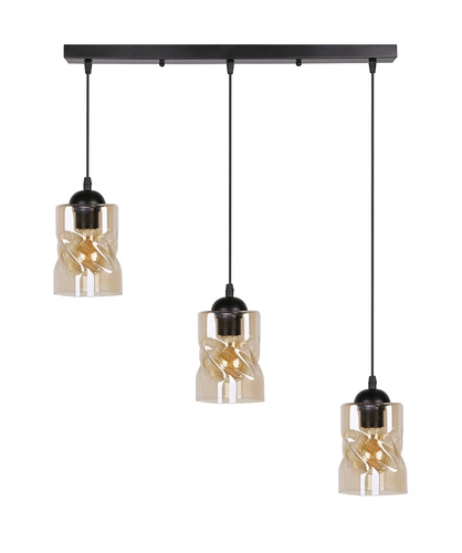 Závěsná lampa Felis černá 3x60W E27 jantarové stínítko