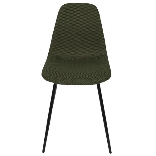 Čalouněná židle Pori zelená khaki Intesi do jídelny moderní s černými kovovými nohami