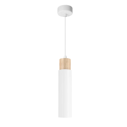 Závěsná lampa Claro bílá 1x15W GU10 bílá+dřevěný difuzor