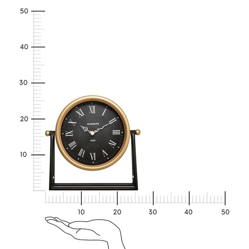 Stojací hodiny Luca moderní tichý do obýváku a ložnice zlaté černé 26,5 cm Atmosphera