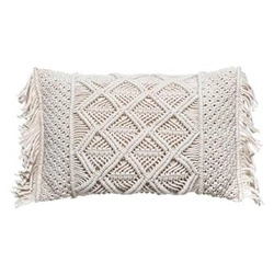 Dekorační polštář macramé boho 30x50 cm Atmosphera do obýváku z bavlny bílý