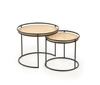 Sada 2 kulatých konferenčních stolků Nabul ratan a černý kov boho do obýváku Intesi