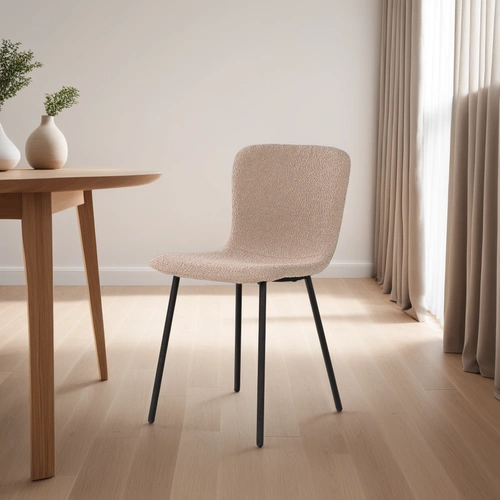Čalouněná židle Halden béžová skandinávská do jídelny a obýváku na černých nohách