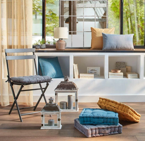 Polštář na židli Shipy Atmosphera prošívaný 40x40 modrý do zahrady a jídelny