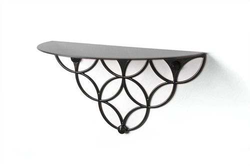 Moderní nástěnná police Holo POLYHEDRA černá kovová do obýváku na knihy