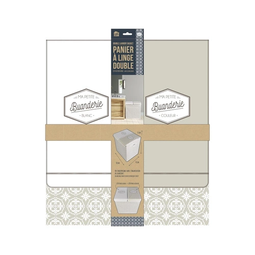 Dvojitý koš na prádlo 50x41x57 šedá látka