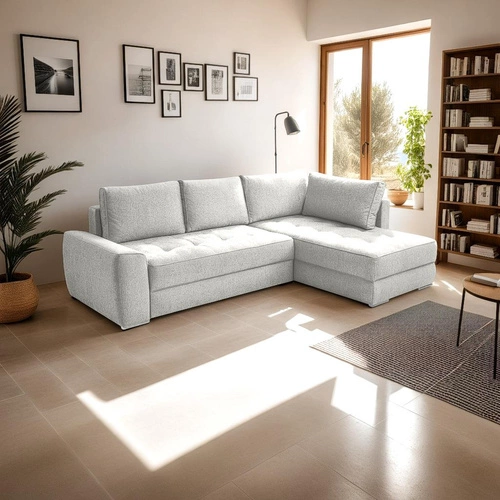 Moderní bílá rohová pohovka s rozkladem a úložným prostorem do obýváku Rabis Intesi