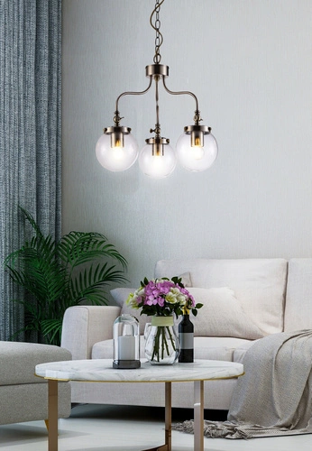 Závěsné svítidlo Ballet klasické skleněné trojité do obýváku a jídelny patinované 80 cm