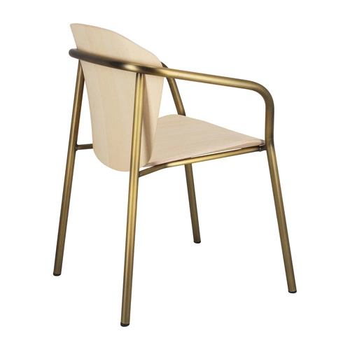 Jídelní židle Finn dřevěná s područkami na zlatých nohách moderní SCAB Design