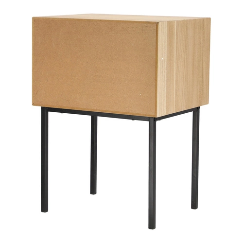 Noční stolek s ratanovými dvířky 40 cm přírodní boho industriální