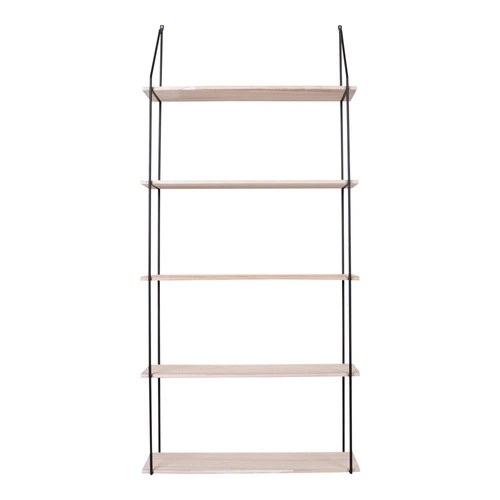 Závěsná dřevěná knihovna Eindhoven 5 polic industriální do obýváku Intesi 65 cm