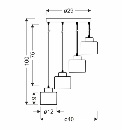 Závěsné svítidlo Wama černé kovové 4-bodové nastavitelné do obýváku a nad stůl