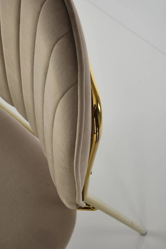 Čalouněná sametová židle Rachel béžová do jídelny a obýváku se zlatými nohami Intesi