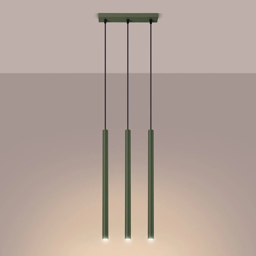 Moderní závěsné svítidlo Pastelo 3p zelená olivová do obýváku, výškově nastavitelné