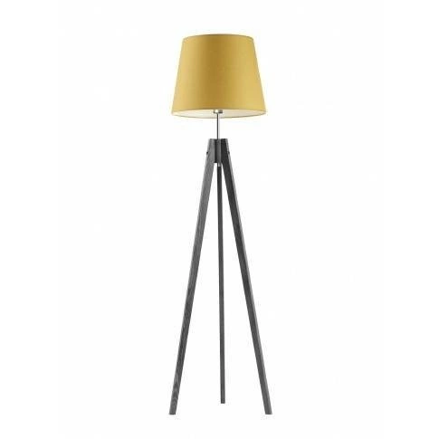 Podlahová lampa Aruba hořčicové stínidlo stojan popelavě šedý