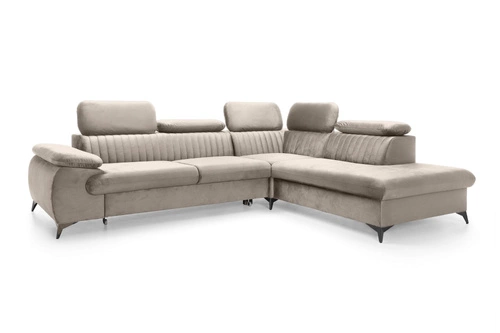 Rohová rozkládací sedačka Lund L pravá béžová moderní do obýváku s úložným prostorem