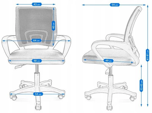 Ergonomická kancelářská židle Splash Intesi modrá černá otočná síťovaná k psacímu stolu