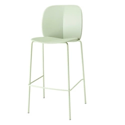 Barová židle s opěrkou Mentha zelená moderní 65 cm do kuchyně a jídelny na kovových nohách