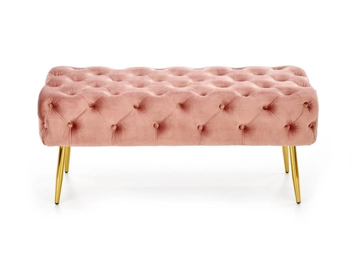 Růžová sametová lavice glamour Nate se zlatými nohami do předsíně a ložnice