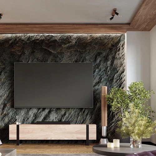 Stropní svítidlo ZUCA 2 černé moderní kovové s dřevem do obývacího pokoje SOLLUX LIGHTING