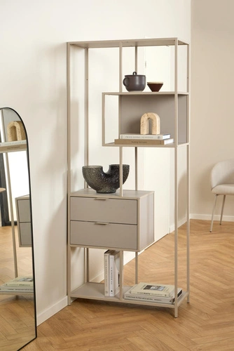 Knihovna Seaford II loftová s 2 zásuvkami béžová Actona