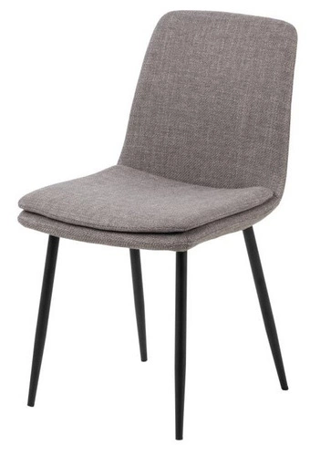 Čalouněná jídelní židle Becca šedá, moderní s černými kovovými nohami