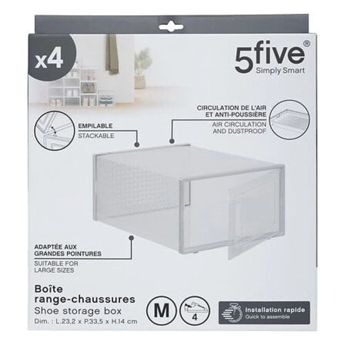 Stojan na boty Stak 5five simply smart průhledný, stohovatelná sada boxů s větráním