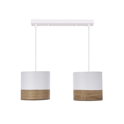 Závěsné svítidlo Bianco white 2x40W E27 stínidlo bílá+ořech