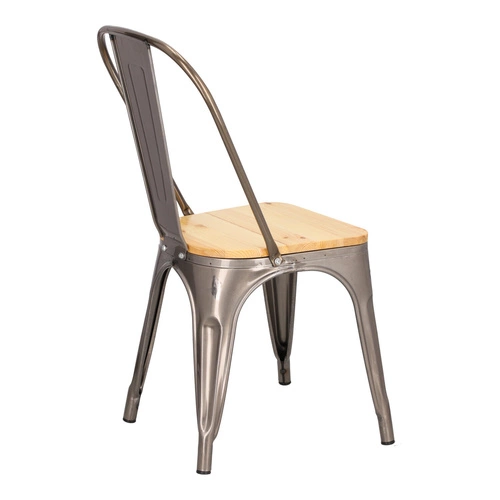 Kovová jídelní židle Paris Wood D2.DESIGN s dřevěným sedákem v industriálním stylu