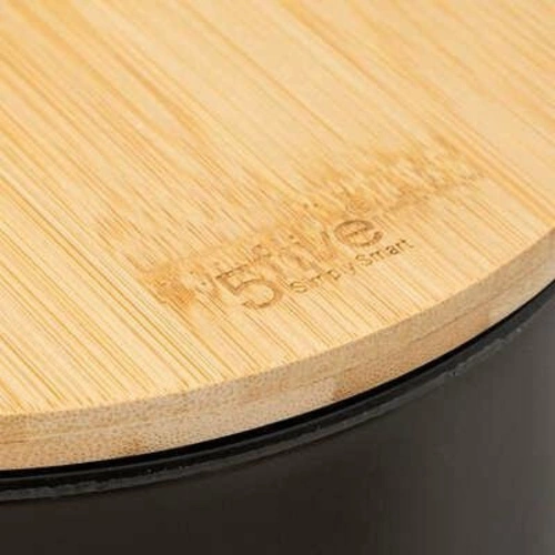 Koupelnový odpadkový koš Modern 3L černý s bambusovým víkem 5five simply smart