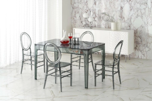 Skleněný jídelní stůl Lord kouřový 120x80 moderní do jídelny a obýváku průhledný