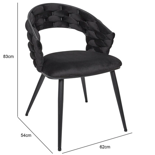 Čalouněná sametová židle Sawyer černá s područkami do jídelny a obývacího pokoje Intesi