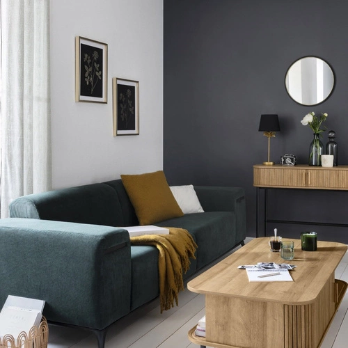 Noční lampa do ložnice Palma Atmosphera černo-zlatá moderní s látkovým stínidlem 45,5 cm