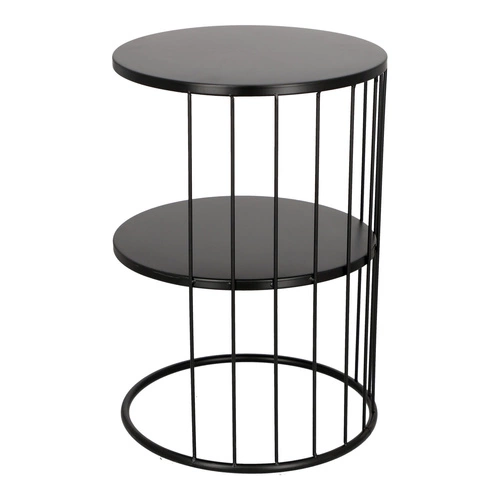 Kulatý černý kovový konferenční stolek Kobu s policemi moderní do obýváku Atmosphera