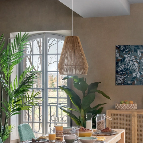 Závěsné svítidlo Palm přírodní boho z juty do obýváku a jídelny 34 cm