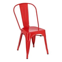 Kovová jídelní židle Paris červená ve stylu industriálním inspirovaná Tolix do kuchyně