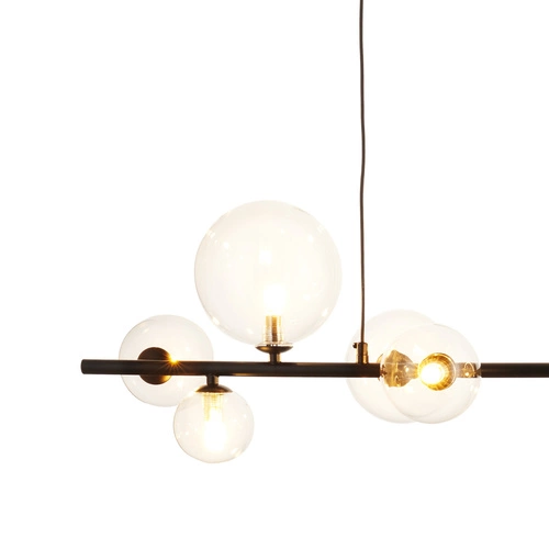 Závěsné svítidlo ORION LONG-90 černé LED se skleněnými koulemi nad stůl do obýváku 90 cm