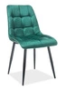 Jídelní židle Plaid Velvet Intesi, čalouněná zeleným sametem, glamour, černé nohy