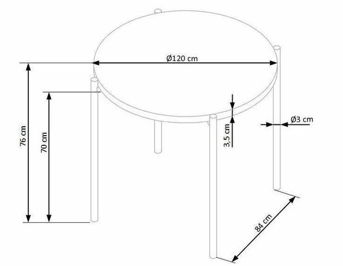 Kulatý jídelní stůl loftový Moris 120 cm dub zlatý s černými nohami Intesi