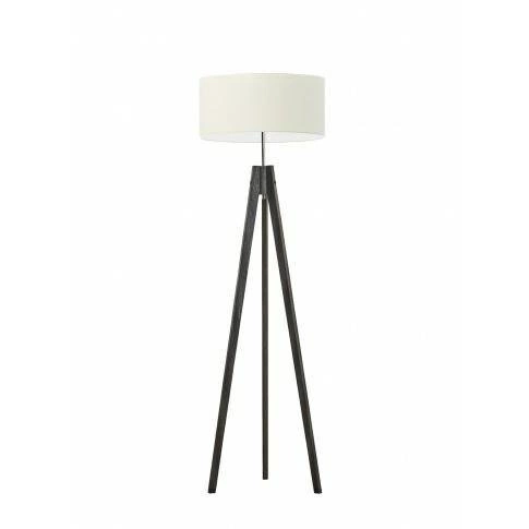 Stojací dřevěná lampa do obýváku HAITI Lysne ecru s glamour stínidlem 138 cm