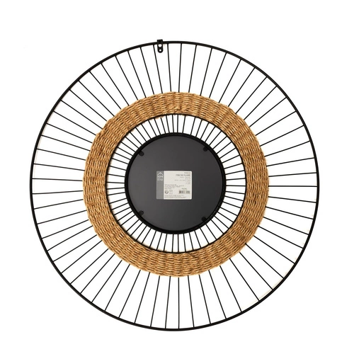 Kulaté závěsné zrcadlo Miremba v černém rámu boho 60 cm do předsíně a obýváku