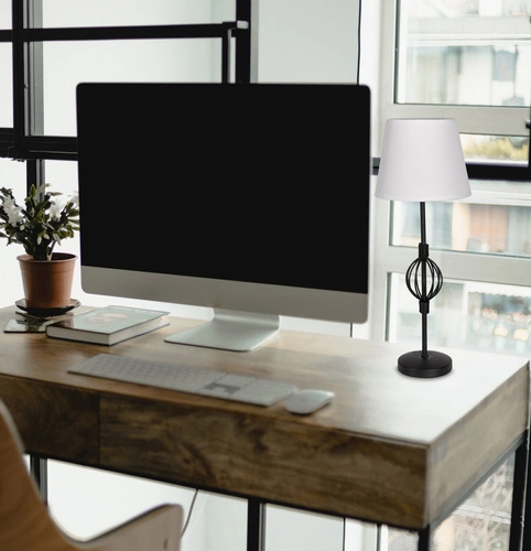 Noční lampička do ložnice Rosette bílá moderní s kovovým stínidlem CANDELLUX 48 cm