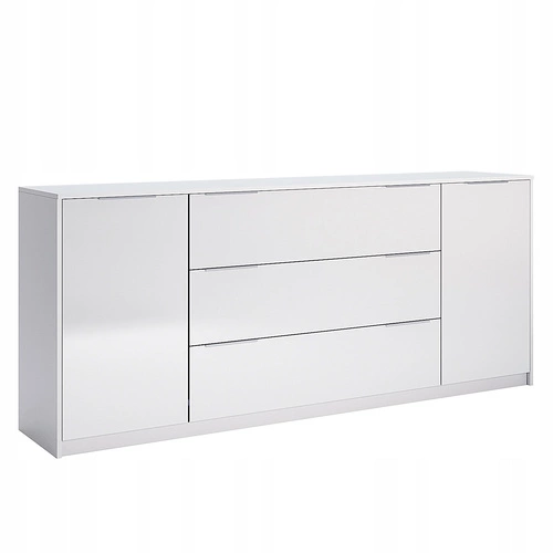 Komoda Merle 200 cm bílý lesk moderní se zásuvkami do obýváku Intesi