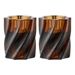 House Nordic sada 2 kouřových hnědých skleněných svícnů na čajové svíčky do obýváku