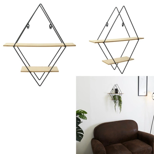 Závěsná police na květiny a dekorace Diamond černá dřevěná moderní 46 cm