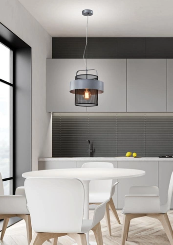 Závěsné svítidlo Fiba moderní černé stříbrné do obýváku kuchyně jídelny 30 cm